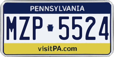 PA license plate MZP5524