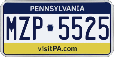 PA license plate MZP5525