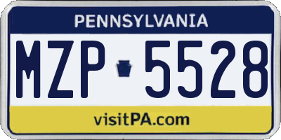 PA license plate MZP5528