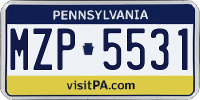 PA license plate MZP5531