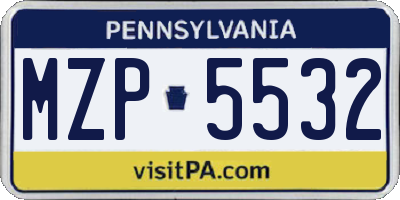 PA license plate MZP5532