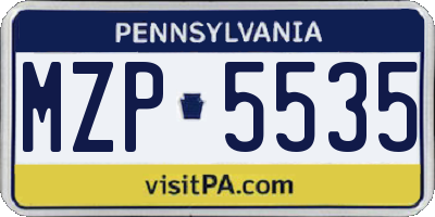 PA license plate MZP5535