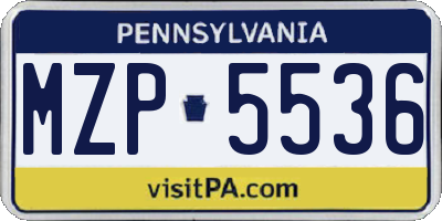 PA license plate MZP5536