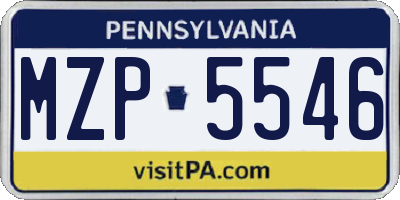 PA license plate MZP5546