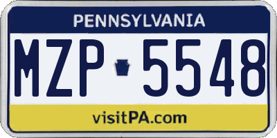 PA license plate MZP5548
