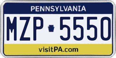 PA license plate MZP5550
