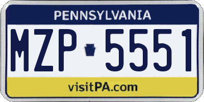 PA license plate MZP5551
