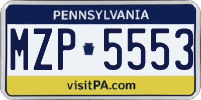 PA license plate MZP5553