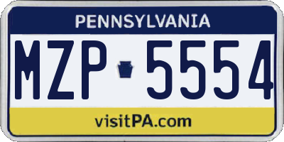 PA license plate MZP5554