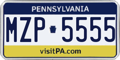 PA license plate MZP5555