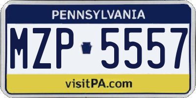 PA license plate MZP5557