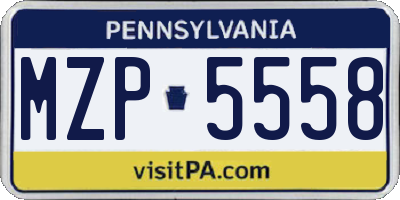 PA license plate MZP5558