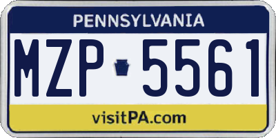 PA license plate MZP5561