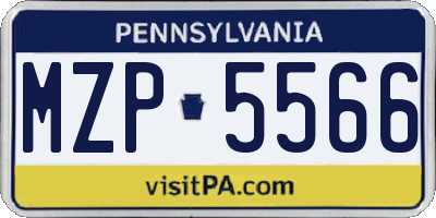 PA license plate MZP5566