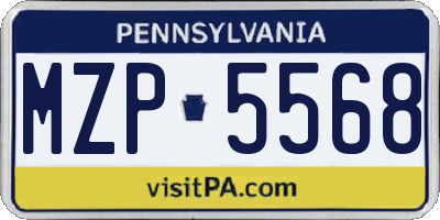 PA license plate MZP5568