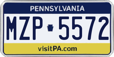 PA license plate MZP5572