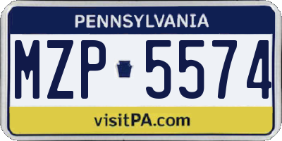 PA license plate MZP5574