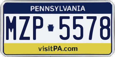 PA license plate MZP5578