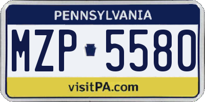 PA license plate MZP5580