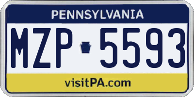 PA license plate MZP5593