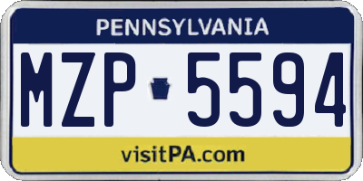 PA license plate MZP5594