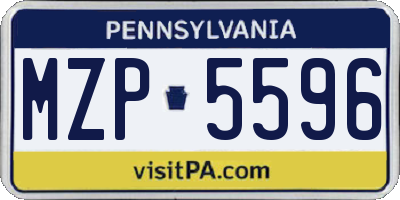 PA license plate MZP5596