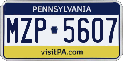 PA license plate MZP5607