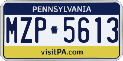 PA license plate MZP5613