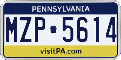 PA license plate MZP5614