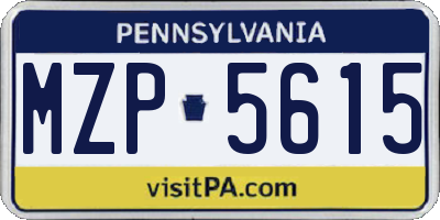 PA license plate MZP5615