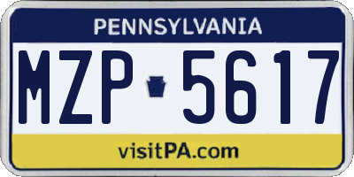 PA license plate MZP5617
