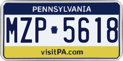 PA license plate MZP5618