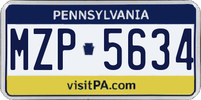 PA license plate MZP5634