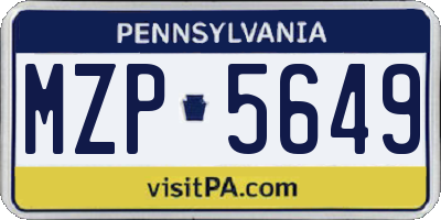 PA license plate MZP5649