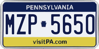 PA license plate MZP5650