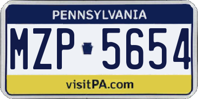 PA license plate MZP5654