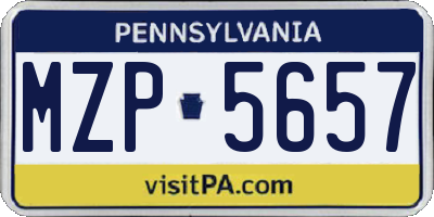 PA license plate MZP5657