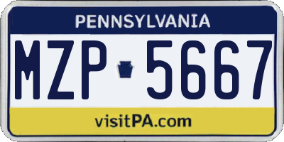 PA license plate MZP5667