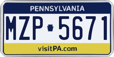 PA license plate MZP5671