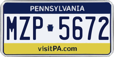 PA license plate MZP5672