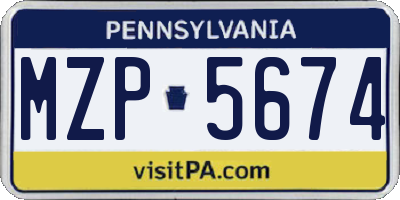 PA license plate MZP5674