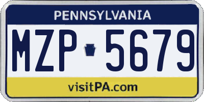 PA license plate MZP5679