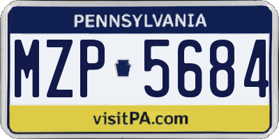 PA license plate MZP5684