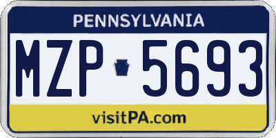PA license plate MZP5693