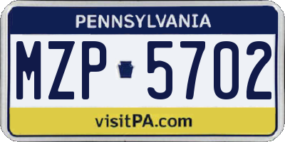 PA license plate MZP5702