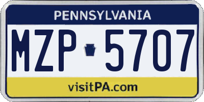 PA license plate MZP5707