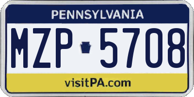 PA license plate MZP5708