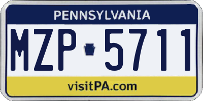 PA license plate MZP5711