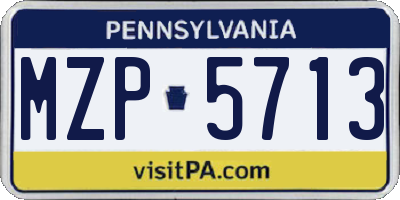PA license plate MZP5713