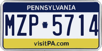 PA license plate MZP5714